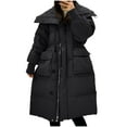 thumbnail image 2 of Winter Warm Coats for Womens Fashion Plus Size Solid Color Blocked Jacket With Long Sleeves And Zippered Pockets Top, 2 of 6