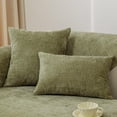 thumbnail image 1 of Nvzi Juego de 2 fundas de almohada de chenilla a cuadros estilo granja para sofá cama, fundas de cojín con mechones suaves (verde, 30 x 50 cm), 1 of 5