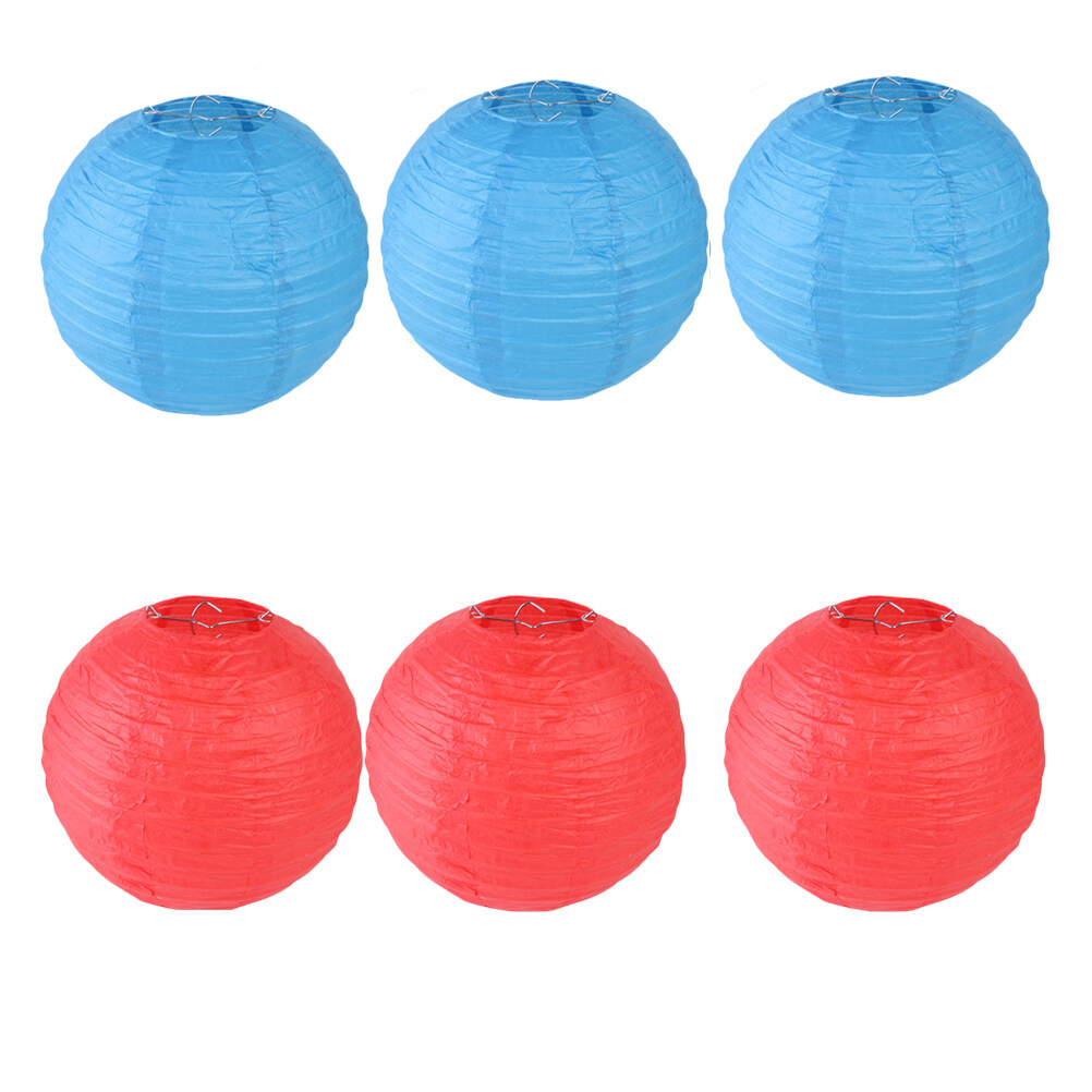 6pcs 20cm Paper Lantern Round Foldable Hanging Lantern Wedding Scene Decoration Hanging Lamp