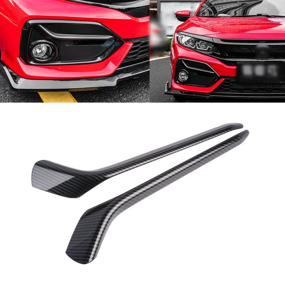 Xotic Tech 2Pcs Front Fog Light Eyebrow Cover Accessories Compatible With Honda Civic Hatchback 2020-2021, Carbon Fiber Pattern
