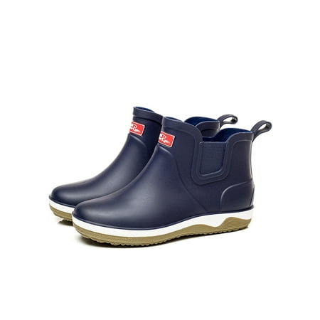 

Woobling Men s Ankle Bootie Round Toe Rain Boots Flat Garden Shoes Outdoor Lightweight Slip On Quick Dry Blue 6.5