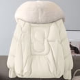 thumbnail image 4 of LWavelet Fur-Collar Double-Breasted Puffer Jacket Women Warm Winter Trendy Cozy Versatile Outerwear White 2XL, 4 of 4