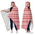 thumbnail image 2 of Wearable Blanket,Red and White Christmas Pattern Hooded Wearable Sherpa Blanket for Adults & Teens,Winter Poncho Shawl Wrap Cape Thick Warm,50"x60", 2 of 5