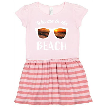 

Inktastic Take me to the Beach Sunglasses with Sunset in Lenses Gift Toddler Girl Dress