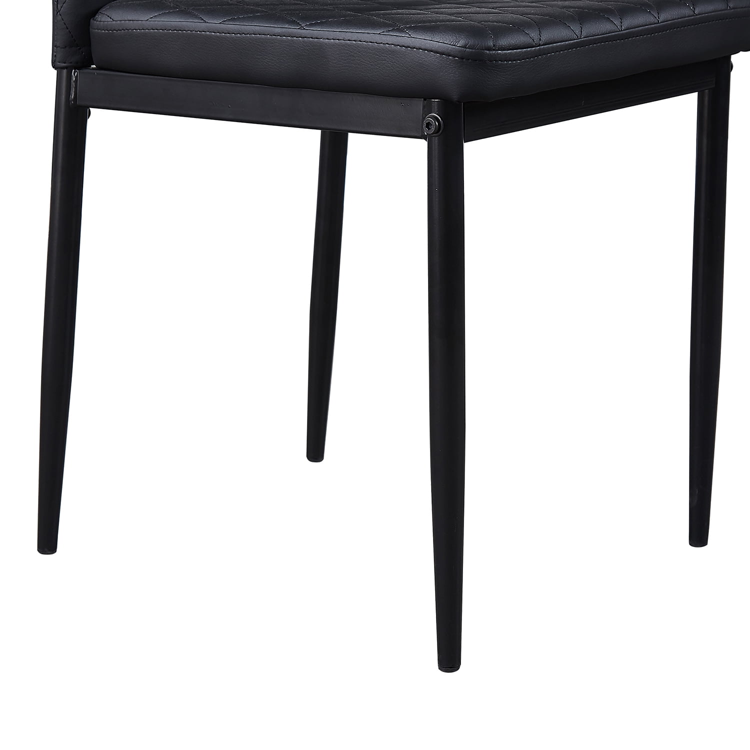 Kadyn Dining Chair Set of 4, Modern Leather Seat Kitchen Chairs, High Back Dining Side Chairs with Metal Legs for Living Room, Black Kadyn Dining Chair Set of 4, Modern Leather Seat Kitchen Chairs, High Back Dining Side Chairs with Metal Legs for Living Room, Black