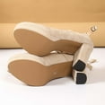 thumbnail image 4 of Women's Low Block Heels Mary Jane Closed Toe Work Pumps Round Toe Ankle Cross Straped Shoes, 4 of 8