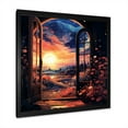 thumbnail image 2 of Designart "Sunset Meadow Breeze Views Through Windows" Landscapes Framed Wall Art Decor - Traditional Red Meadow Entryway Framed Wall Art, 2 of 6