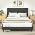 thumbnail image 2 of Costway Queen Size Bed Frame with Height Adjustable Chevron Headboard, No Box Spring Needed Gray, 2 of 10