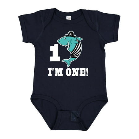 

Inktastic 1st Birthday Shark Party 1 Year Old Pirate Gift Baby Boy Bodysuit