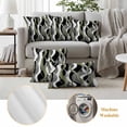 thumbnail image 6 of Sage Green Stripe Outdoor Waterproof Pillow Covers, Grey White Geometric Modern Abstract Decorative Square Throw Pillowcase Sofa Cushion Sham for Patio/Couch/Chair, 20"x20" 2 Pack, 6 of 8
