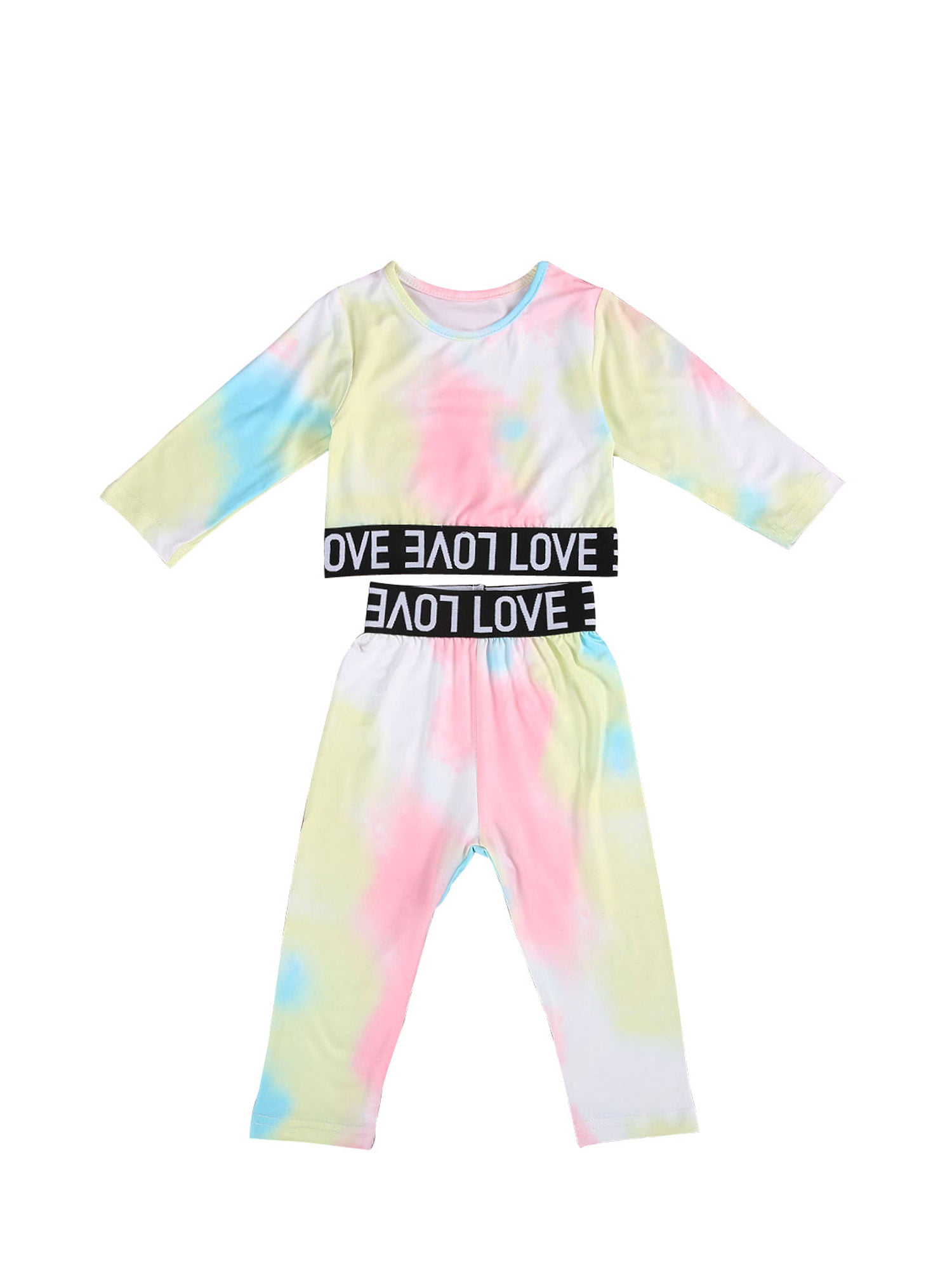 suomate Toddler Baby Girl Boy Tie Dye Print Long Sleeve Shirt Pullover Top Pants Leggings Pajamas Set