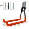 thumbnail image 2 of Garage Storage Utility Hooks，Garage Garden Tool Organizer，Steel Wall Mount Hooks, Large Garden U Hooks （2 Pack）, 2 of 13