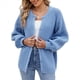 thumbnail image 2 of Suéter de Punto Suave y Grueso de Larga con Botones para Mujer, Cárdigan Informal Holgado con Abertura Frontal para Otoño Azul L, 2 of 9