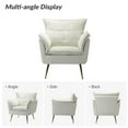 thumbnail image 6 of Accent Chair Tufted Cushion Padded Contemporary Classic Velvet Armchair Home Living Room Ivory, 6 of 9