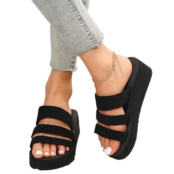 Women's Slides Sandals Comfortable Strap Slip On Fashion Beach Wedge Sandals Open Toe Lightweight Outdoor Summer Casual Shoes