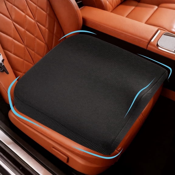 WANTELL Memory Foam Car Seat Cushion, Non-Slip Back Support Pad with Removable Cover for Sciatica, Tailbone and Lower Back