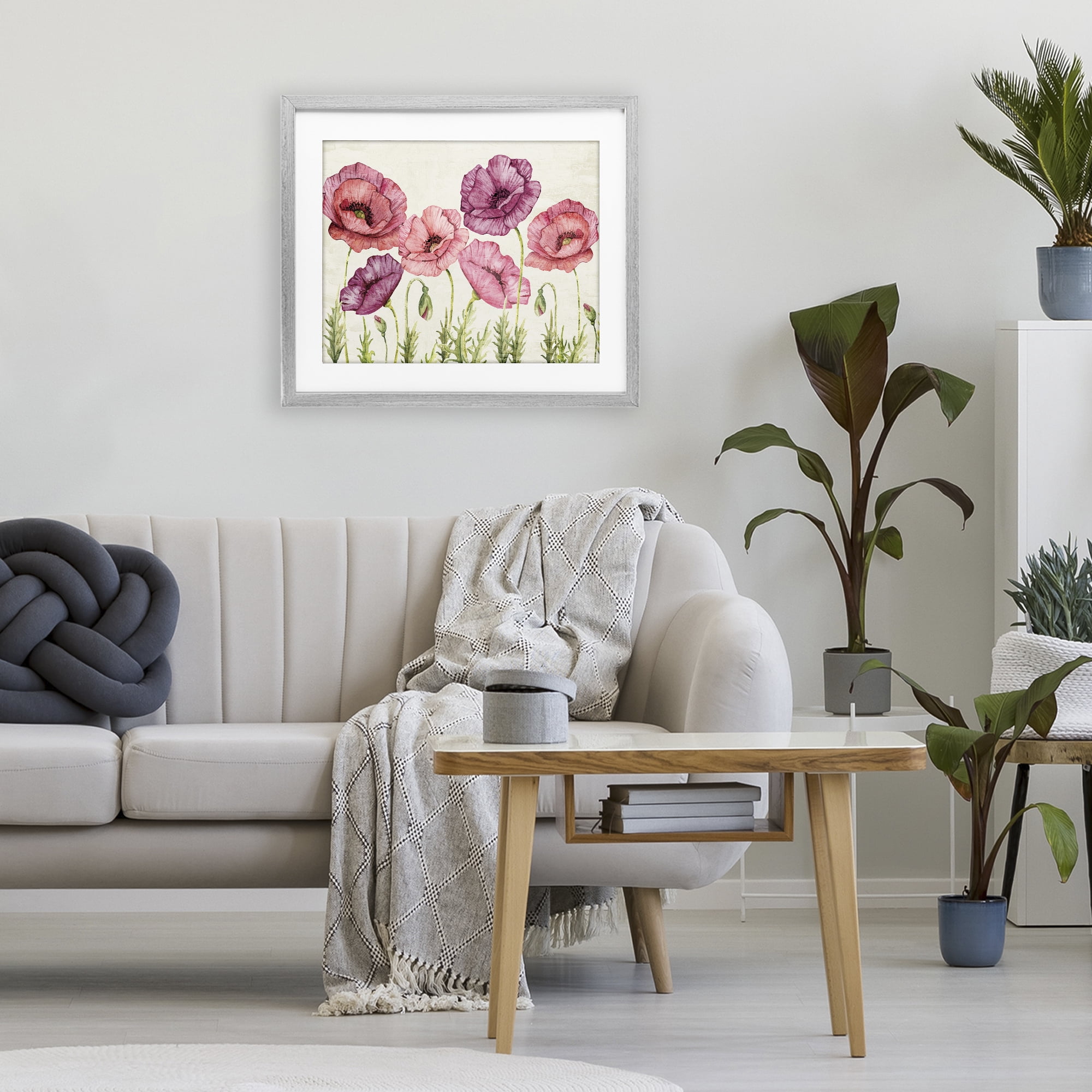 Stupell Industries Poppy Days Vintage Blooms Gray Framed Print Under Glass, design by Kim Allen