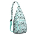 thumbnail image 1 of Penguin Print Sling Backpack - Emperor Penguin & Snow Pattern Shoulder Bag, Water-Resistant Travel Pack for Women & Men, 1 of 4