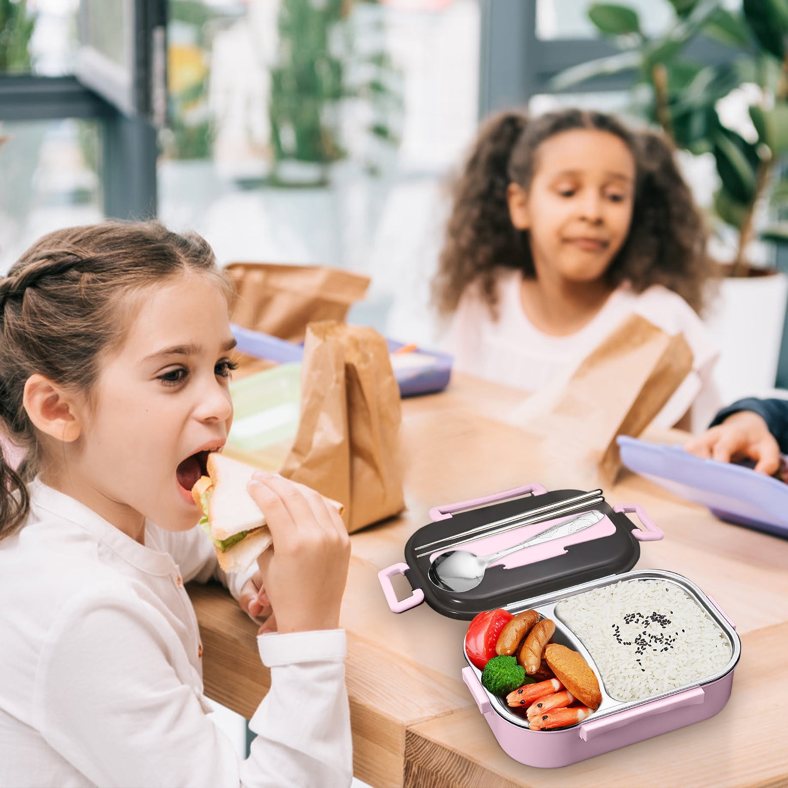 Clearance! Snack Containers with Dividers 304 Stainless Steel Insulated Lunch Box - Leak-Proof & Portable Handle for Adults, Students, Travelers - Meal Prep Containers