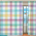 thumbnail image 2 of Splicing Pattern Multicolored Checkered Pattern Semi Sheer Curtains Window Voile Drapes Panels Treatment-55X78in for Living Room Bedroom Kids Room, 2 of 3