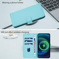 thumbnail image 4 of Wallet Case Compatible for iPhone 16, PU Leather Magnetic Closure Protective Flip Folio Case with 3 Card Holder and Wrist Strap Cover Women Men,Sky Blue,For iPhone 16, 4 of 7