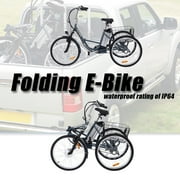 Patikuin Electric Tricycle for Adults, 24 Trike 3-Wheel 36V 250W 7 Speeds with Basket, Folding E-Bike, up to 15.5 MPH, Gray