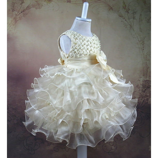 Vestido de princesa con flores para niña, vestido de bebé con lazo y cuentas, vestido de novia para niña de las flores, minifalda