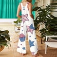 thumbnail image 6 of JULMCOMO American Flag Jumpsuits for Women 1776 250th Year Plus Size Wide Leg Stars Stripes Overalls Red White Blue Sleeveless Patriotic Rompers with Pockets Beige 4XL, 6 of 7