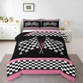 thumbnail image 2 of Erosebridal Pink Stripes Geometric Comforter Sets Twin Size, Race Car Comforters & Duvets, Sports Theme Decor, Super Cozy, 2 of 8