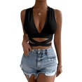 thumbnail image 4 of Women's Deep V Neck Sleeveless Cropped Cropped Tank Top (XS), 4 of 5
