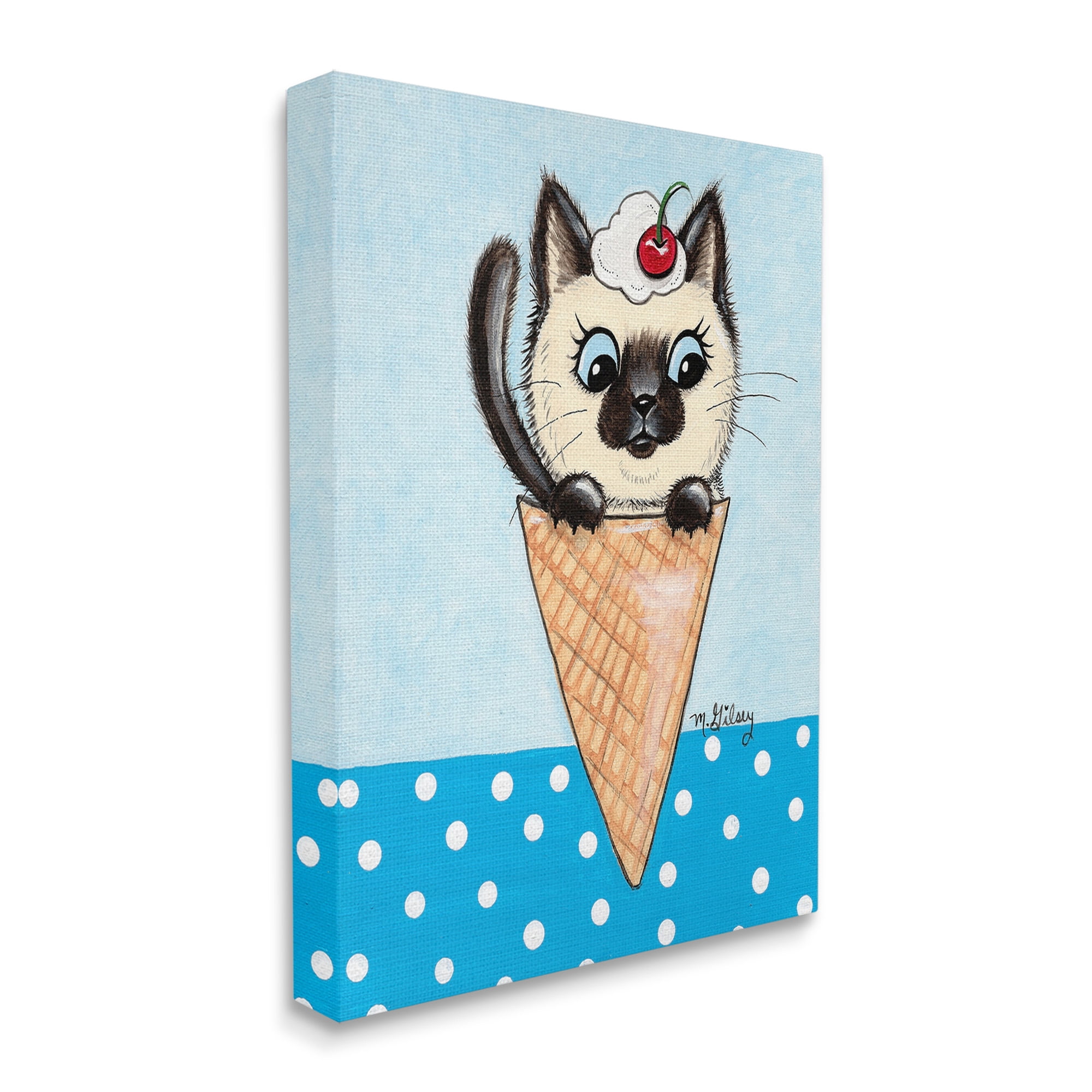 Stupell Industries Kitten Sundae Cone Animals & Insects Painting Gallery Wrapped Canvas Art Print Wall Art, 16 x 20