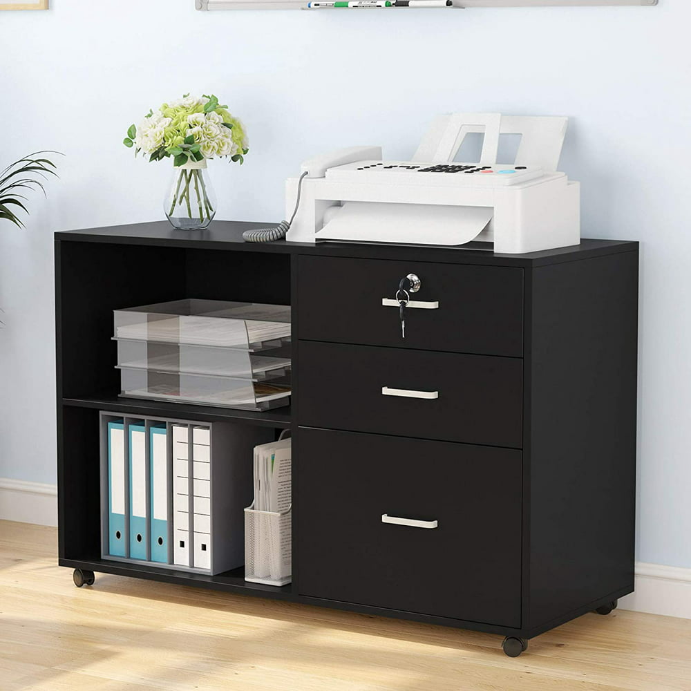 3 Drawer File with Lock, Mobile Lateral Filing