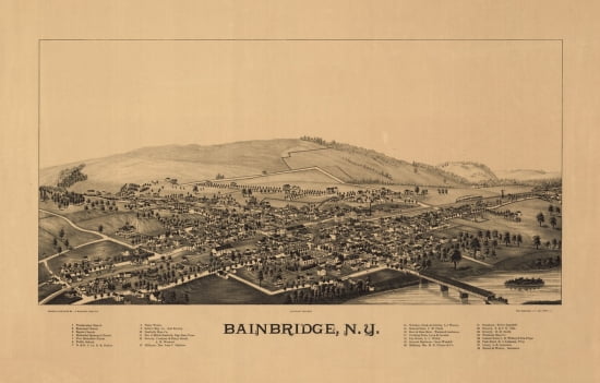 Old Map of Bainbridge New York 1889 Chenango County Canvas Art - (18 x 24)