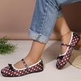 thumbnail image 6 of Miqool Womens Dot Print Loafers Flat Shoes Round Toe Bowknot Shallow Mouth Slip On Indoor Outdoor Comfortable Shoes, 6 of 9