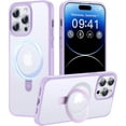 thumbnail image 7 of for iPhone 14 Pro Max Case with Magnetic Invisible Ring Stand [Military Drop Protection] [Compatible with MagSafe] Shockproof Translucent Matte Phone Case 6.7 Inch, Light Purple, 7 of 7