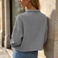 thumbnail image 6 of Lmnyox Women's Crop Jackets Textured Button Down Collared Coats Loose Solid Color Jackets with Pockets, 6 of 9