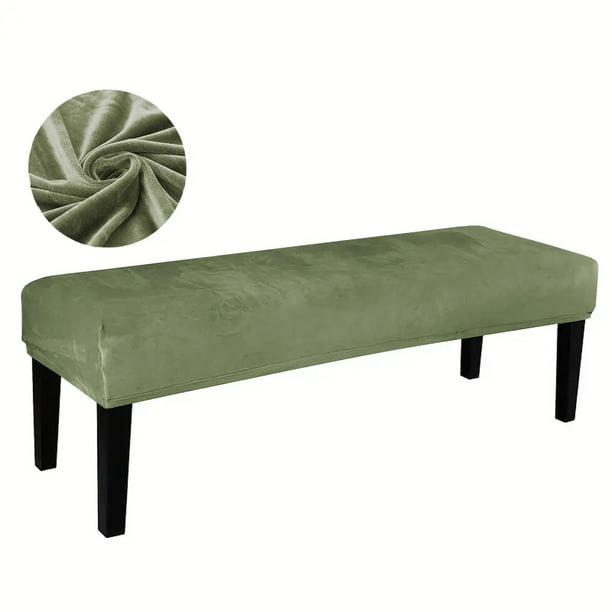 XmhyTop-A Funda de asiento de banco, funda elástica de terciopelo, lavable, para comedor, sala de estar, 1 pieza, color verde