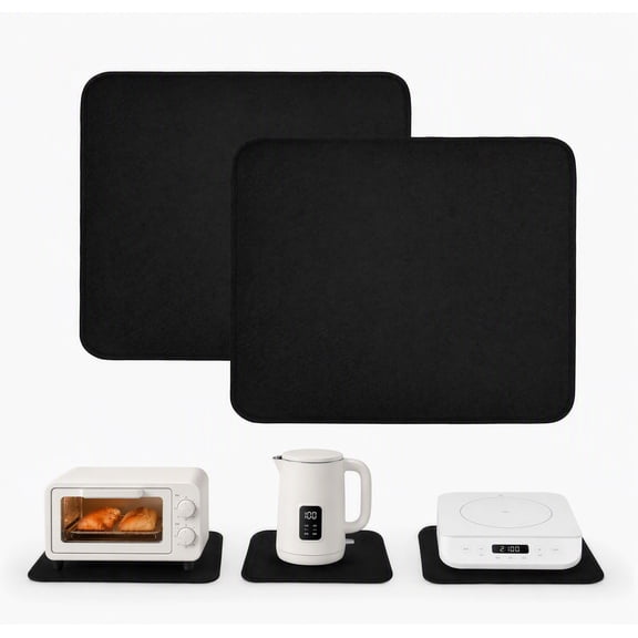 Air Fryer Heat Resistant Mat for Countertop (20x16 In, 2 Pack, Black) - Protective Silicone Under Appliance Mat, Heat Proof Counter Mat for Kitchen