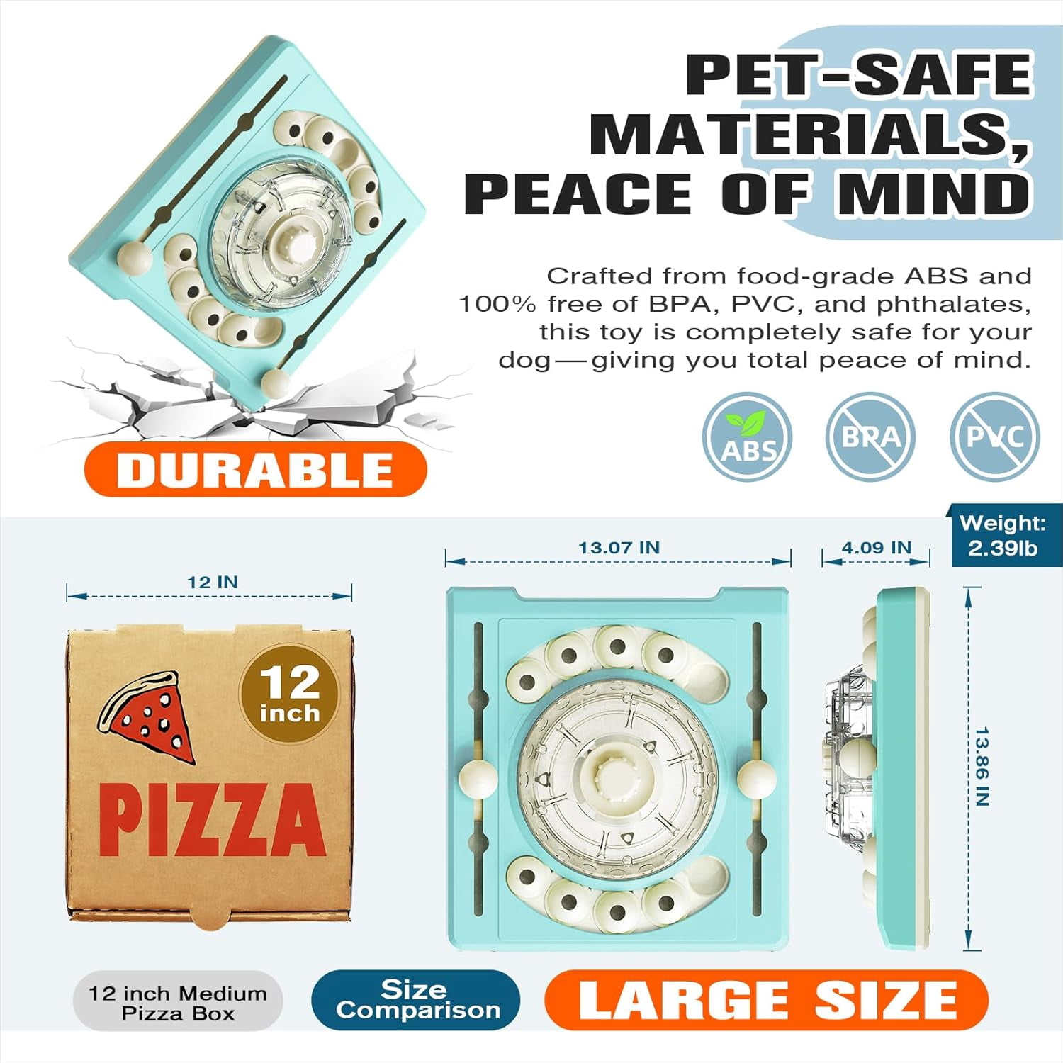 KADTC Dog Puzzle Toy, XL Size, 2 Levels of Step-by-Step Challenge, Spin to Release Treat Dispenser, Slow Feeder & Mental Stimulation Enrichment Toy for Small Medium Large Dogs