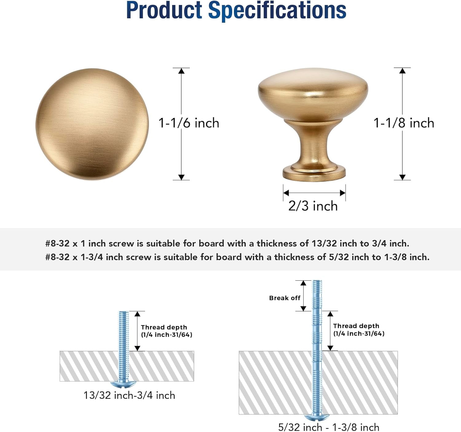 25 Pack Brushed Nickel Cabinet Knobs 1-1/6 Inch Kitchen Cabinet Pulls Zinc Solid Drawer Knobs