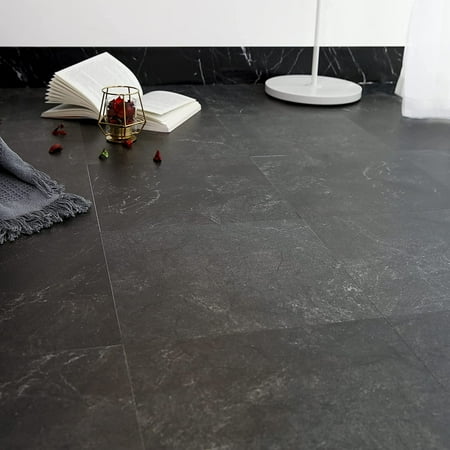 UMIGGEE 12" x 12" Peel and Stick Floor Tile Black Marble Vinyl Flooring Vinyl Tile 10 Pieces/Pack (10sq. ft. / Pack)