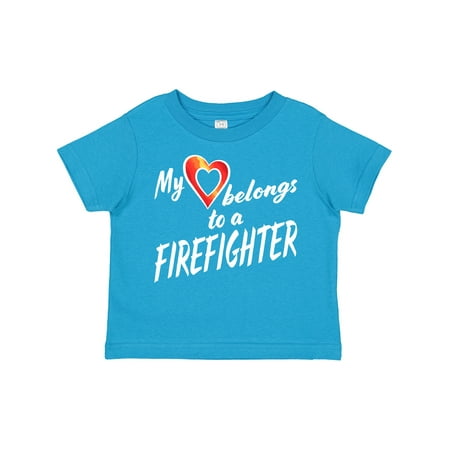

Inktastic My Heart Belongs to a Firefighter with Red Heart Gift Toddler Boy or Toddler Girl T-Shirt