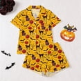 thumbnail image 2 of Likimi Toddler Girls Halloween Pajamas Set Short Sleeve Hallowmas Cartoon Print Lapel Button Down Pjs Tops With Shorts For Party Casual Homewear, 2 of 9