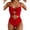 C-Red, variant on SOMER One Piece Swimsuit for Women Tummy Control Ring Linked Monokini Bathing Suit Cutout Swim Suit