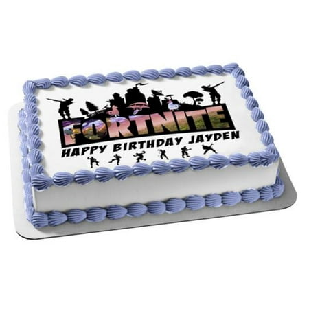 Fortnite Battle Royale Happy Birthday Personalize Edible Cake Topper Image abpid51014