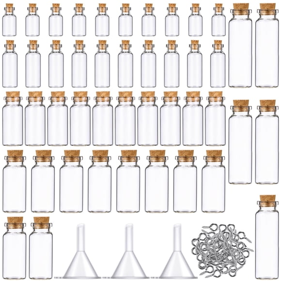 Botellas de vidrio Sherli, 45 unidades, pequeñas, con tapones de corcho, de 1 a 15 ml