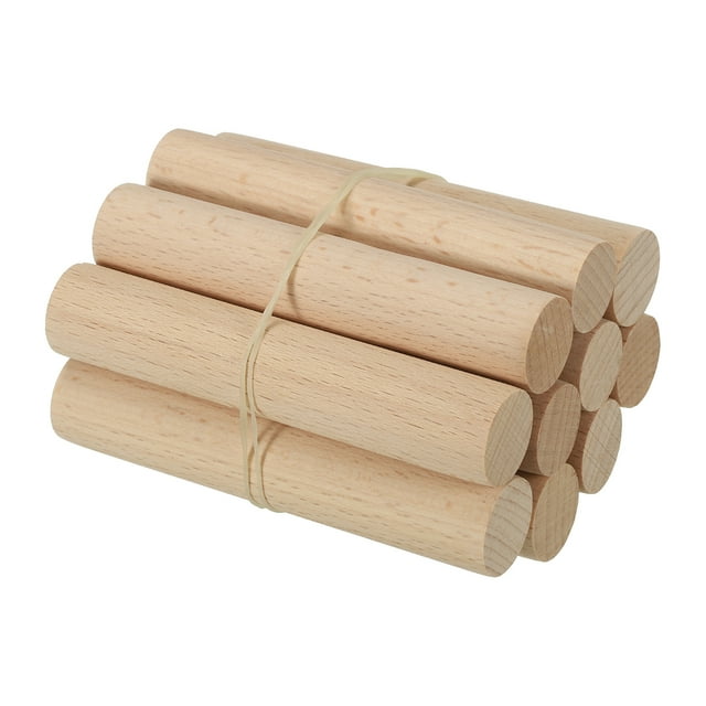 Unique Bargains 3/4 x 4 Inch Dowel Rods Wood Sticks Unfinished Wooden Dowel Rods Round Dowels Sticks 10 Pcs