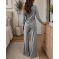 thumbnail image 4 of ChicMe Two Piece Sets for Women Asymmetric Ruched One Shoulder Long Sleeve Pullover Tops with Wide Leg Pant Tracksuit Dark Grey-L, 4 of 9