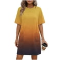 thumbnail image 2 of YHAJDS Short Sleeve Round-Neck Dress for Women Gradient Color Casual Pocket Tunic Summer, 2 of 5