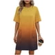 thumbnail image 1 of Mujeres Manga Corta Tops Impresión Casual Cuello Redondo Vendaje Vestido Falda de las Señoras, Vestido de Manga Corta para las Mujeres Primavera Verano Uso Diario, 1 of 6